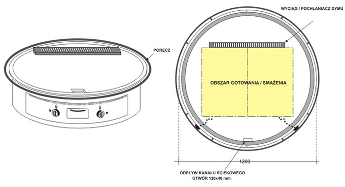 Grill mongolski - przykładowy model - wersja gazowa TEPXB2/120G